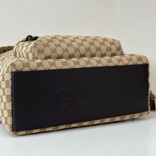 Riproduzione Fedele Zaino Gucci medio in tela GG Replica Gucci da uomo 824624 marrone imitazioni