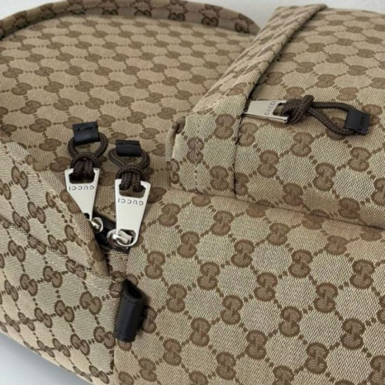 Riproduzione Fedele Zaino Gucci medio in tela GG Replica Gucci da uomo 824624 marrone imitazioni