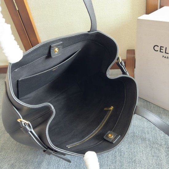 Replica Borse Alta Qualità a tracolla Celine Cabas Anais Triomphe piccola nera grana Riproduzione Fedele Replica Borse Alta Qualità a tracolla Celine Cabas Anais Triomphe piccola nera grana imitazioni