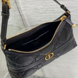Riproduzione Fedele Mini borsa Dior Miss Caro Cigale replica Dior Macrocannage nera imitazioni