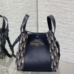 Riproduzione Fedele Borse Replica a secchiello Dior Signature piccola/media Dior Oblique Jacquard blu imitazioni