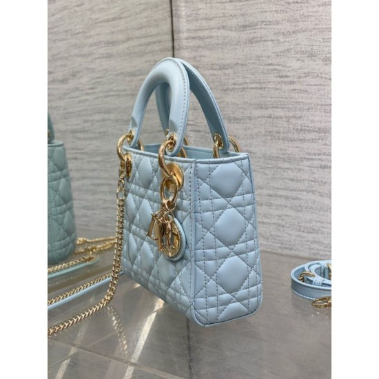 Replica Mini Borsa Dior Lady Dior con O-link Cannage Blu Imitazioni Riproduzione Fedele Replica Mini Borsa Dior Lady Dior con O-link Cannage Blu Imitazioni imitazioni