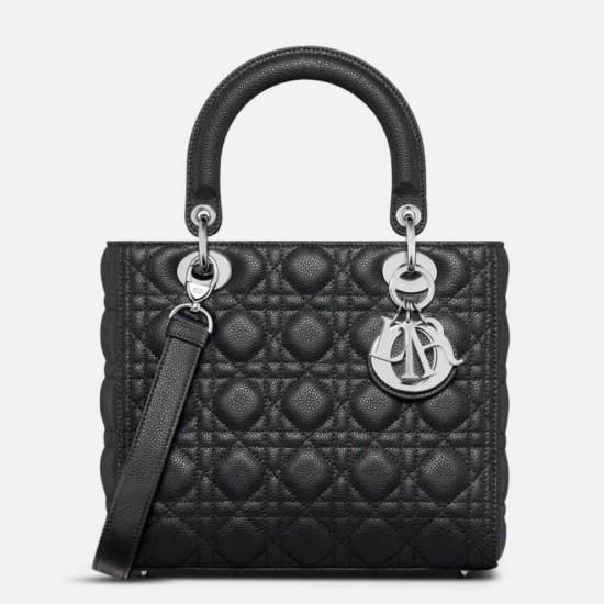 Replica Borsa Dior Lady Dior Media in Pelle di Vitello Granata Nera Imitazioni Riproduzione Fedele replica Dior Lady Dior Media in Pelle di Vitello Granata Nera Imitazioni imitazioni