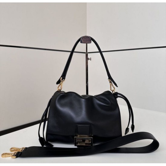 Replica Borsa Fendi Mamma Baguette Media/Grande Nappa Nera Imitazione Riproduzione Fedele Borsa Fendi Mamma Baguette Media/Grande Replica Nappa Nera Imitazione imitazioni