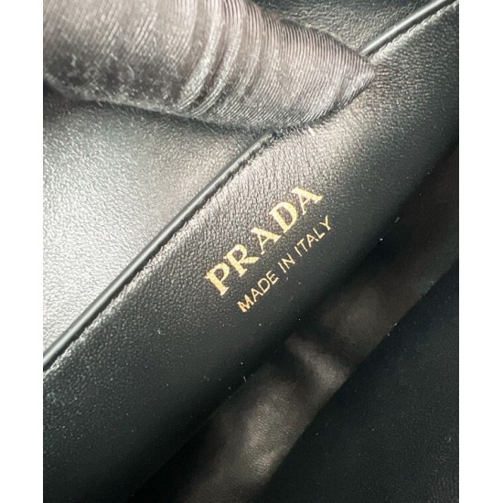 Replica Borsa a tracolla Prada Demi-lune Grande 1BC255 Nero/Bianco/Caffè Riproduzione Fedele Borsa a tracolla Prada Demi-lune Grande Replica 1BC255 Nero/Bianco/Caffè imitazioni