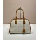 Replica Borse tote media Prada in misto lino 1BG572 Caffè Riproduzione Fedele Replica Borse tote media Prada in misto lino 1BG572 Caffè imitazioni