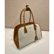Replica Borse tote media Prada in misto lino 1BG572 Caffè Riproduzione Fedele Replica Borse tote media Prada in misto lino 1BG572 Caffè imitazioni