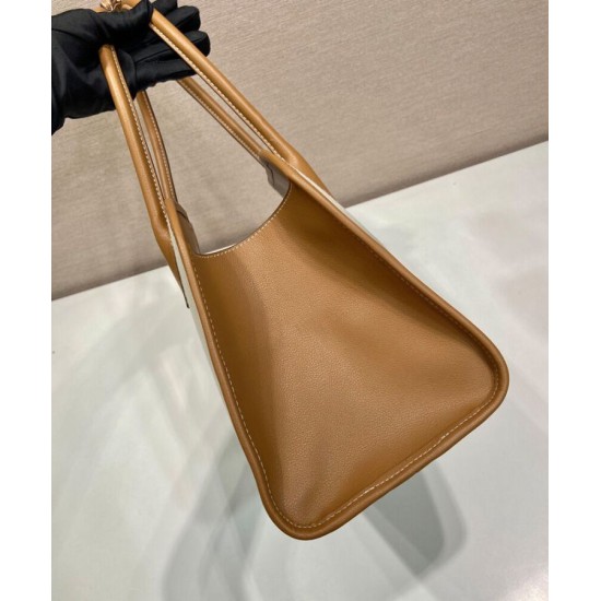 Replica Borse tote media Prada in misto lino 1BG572 Caffè Riproduzione Fedele Replica Borse tote media Prada in misto lino 1BG572 Caffè imitazioni