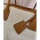 Replica Borse tote media Prada in misto lino 1BG572 Caffè Riproduzione Fedele Replica Borse tote media Prada in misto lino 1BG572 Caffè imitazioni
