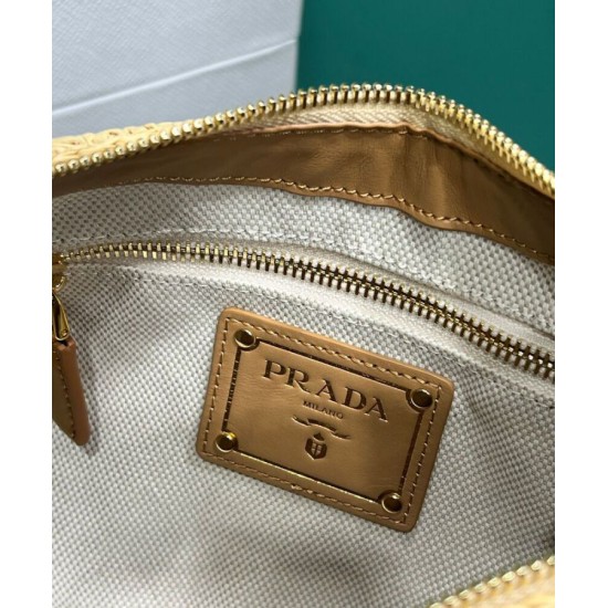 Riproduzione Fedele Borsa grande all'uncinetto Prada Aimee Albicocca imitazioni