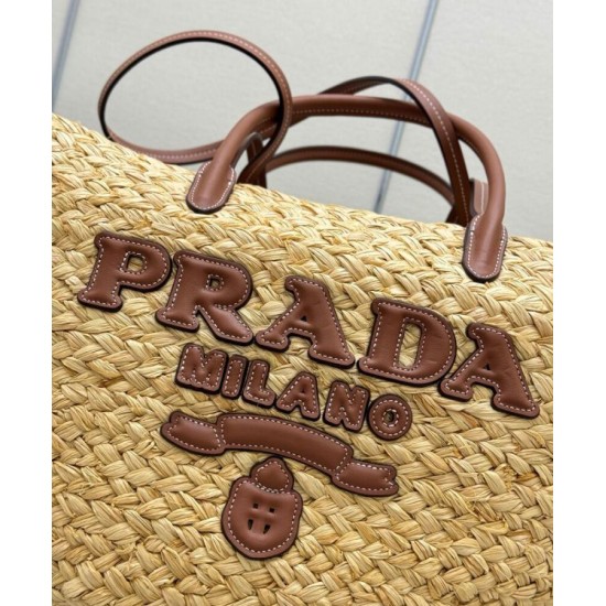 Replica Imitazione Borse Firmate shopping Prada Grande in Rafia Caffè Riproduzione Fedele Imitazione Borse Firmate Replica shopping Prada Grande in Rafia Caffè imitazioni
