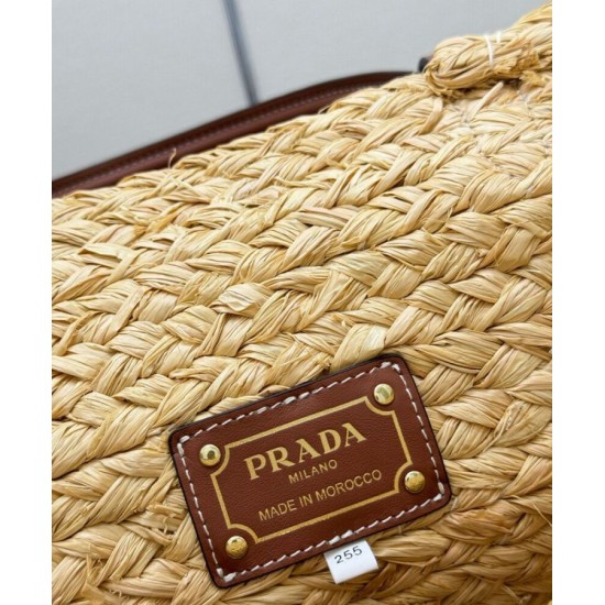 Replica Imitazione Borse Firmate shopping Prada Grande in Rafia Caffè Riproduzione Fedele Imitazione Borse Firmate Replica shopping Prada Grande in Rafia Caffè imitazioni