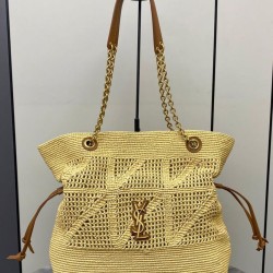 Replica Shopping Jamie YSL Saint Laurent in rafia Albicocca Riproduzione Fedele Shopping Jamie YSL Saint Laurent in rafia Albicocca imitazioni