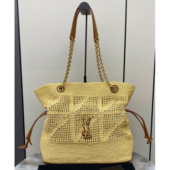 Replica Shopping Jamie YSL Saint Laurent in rafia Albicocca Riproduzione Fedele Shopping Jamie YSL Saint Laurent in rafia Albicocca imitazioni