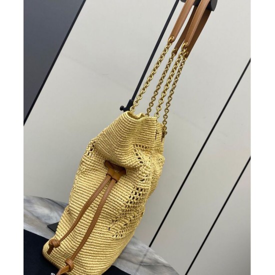 Replica Shopping Jamie YSL Saint Laurent in rafia Albicocca Riproduzione Fedele Shopping Jamie YSL Saint Laurent in rafia Albicocca imitazioni