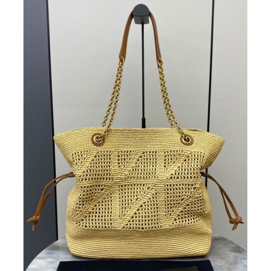 Replica Shopping Jamie YSL Saint Laurent in rafia Albicocca Riproduzione Fedele Shopping Jamie YSL Saint Laurent in rafia Albicocca imitazioni