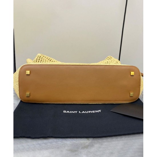 Replica Shopping Jamie YSL Saint Laurent in rafia Albicocca Riproduzione Fedele Shopping Jamie YSL Saint Laurent in rafia Albicocca imitazioni