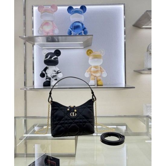 Replica Mini borsa Christian Dior Miss Caro Diorling con catena, nera Riproduzione Fedele Mini borsa Christian Dior Miss Caro Diorling con catena, nera imitazioni