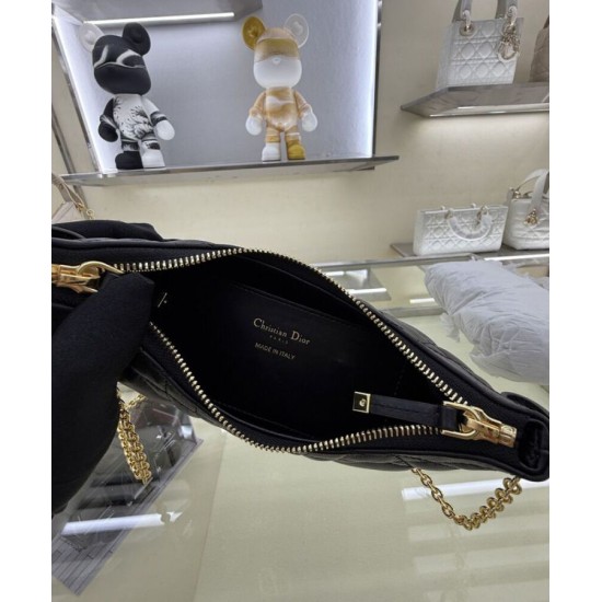 Replica Mini borsa Christian Dior Miss Caro Diorling con catena, nera Riproduzione Fedele Mini borsa Christian Dior Miss Caro Diorling con catena, nera imitazioni