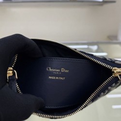 Riproduzione Fedele Mini borsa Christian Dior 30 Montaigne Diorling con catena, blu scuro imitazioni
