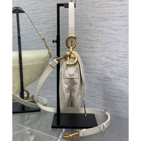 Riproduzione Fedele Borsa Dior Saddle con tracolla Crema imitazioni