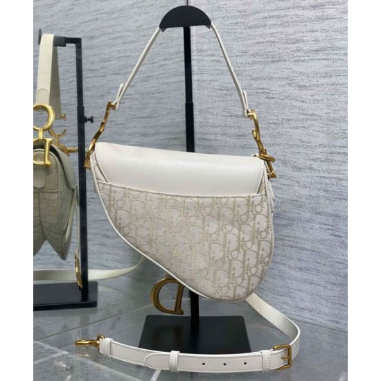 Riproduzione Fedele Borsa Dior Saddle con tracolla Crema imitazioni