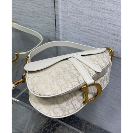 Riproduzione Fedele Borsa Dior Saddle con tracolla Crema imitazioni