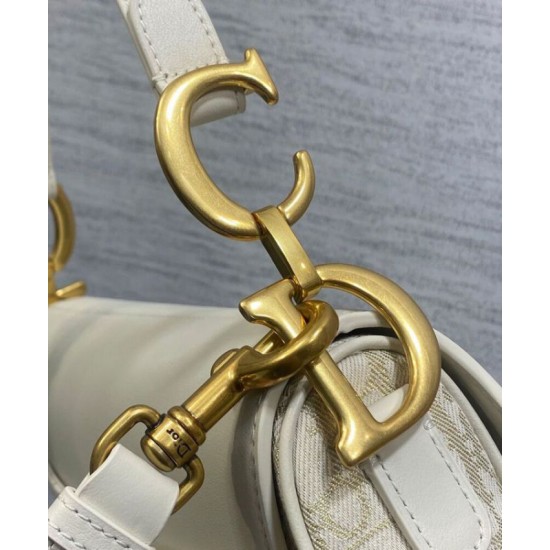 Riproduzione Fedele Borsa Dior Saddle con tracolla Crema imitazioni