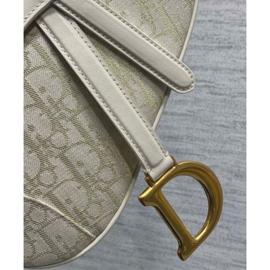 Riproduzione Fedele Borsa Dior Saddle con tracolla Crema imitazioni