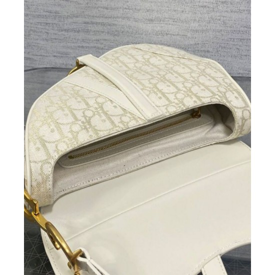 Riproduzione Fedele Borsa Dior Saddle con tracolla Crema imitazioni
