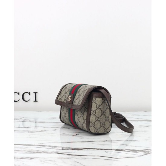 Riproduzione Fedele Dettagli perfetti Borsa a tracolla Gucci Ophidia mini 838481 Caffè scuro imitazioni