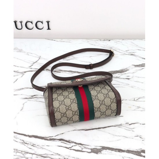 Riproduzione Fedele Dettagli perfetti Borsa a tracolla Gucci Ophidia mini 838481 Caffè scuro imitazioni