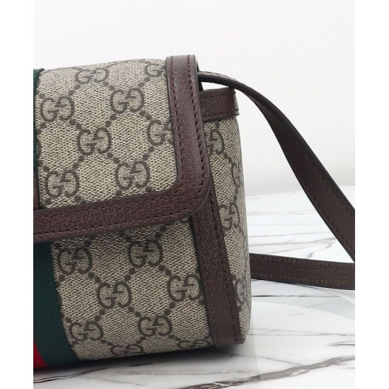 Riproduzione Fedele Dettagli perfetti Borsa a tracolla Gucci Ophidia mini 838481 Caffè scuro imitazioni