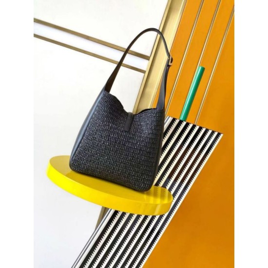 Replica Borse Alta Qualità a tracolla piccola Saint Laurent Le 5 À 7 morbida in rafia nera Riproduzione Fedele Borse Replica Alta Qualità a tracolla piccola Saint Laurent Le 5 À 7 morbida in rafia nera imitazioni