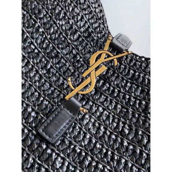 Replica Borse Alta Qualità a tracolla piccola Saint Laurent Le 5 À 7 morbida in rafia nera Riproduzione Fedele Borse Replica Alta Qualità a tracolla piccola Saint Laurent Le 5 À 7 morbida in rafia nera imitazioni