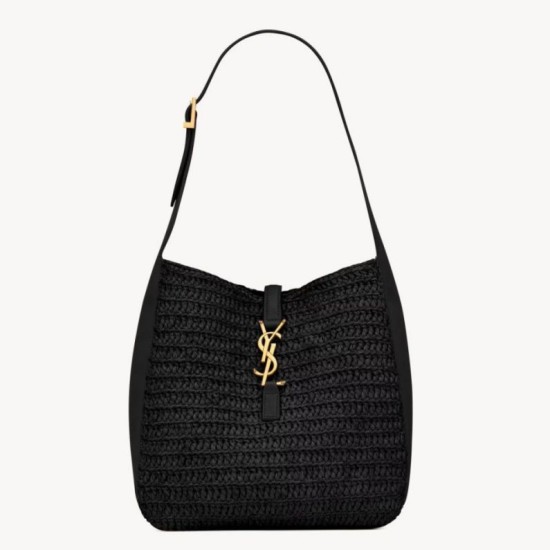 Replica Borse Alta Qualità a tracolla piccola Saint Laurent Le 5 À 7 morbida in rafia nera Riproduzione Fedele Borse Replica Alta Qualità a tracolla piccola Saint Laurent Le 5 À 7 morbida in rafia nera imitazioni