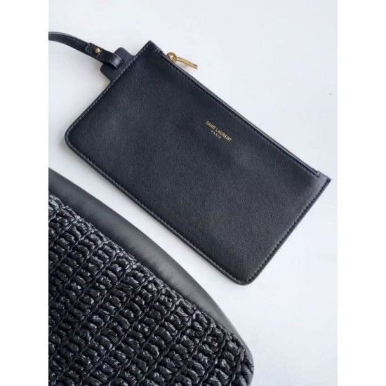 Replica Borse Alta Qualità a tracolla piccola Saint Laurent Le 5 À 7 morbida in rafia nera Riproduzione Fedele Borse Replica Alta Qualità a tracolla piccola Saint Laurent Le 5 À 7 morbida in rafia nera imitazioni