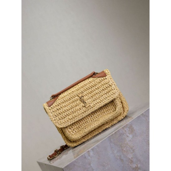 Replica Dettagli perfetti Mini borsa Saint Laurent Niki in rafia naturale Riproduzione Fedele Dettagli perfetti Mini borsa Saint Laurent Niki in rafia naturale imitazioni