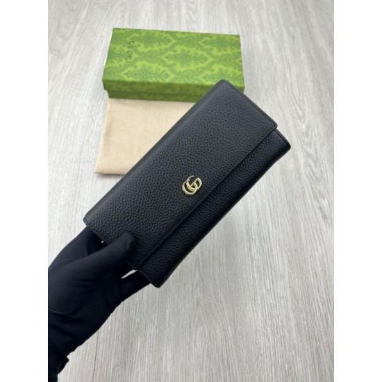 Replica Portafoglio continentale Gucci GG Marmont bicolore 456116 Nero