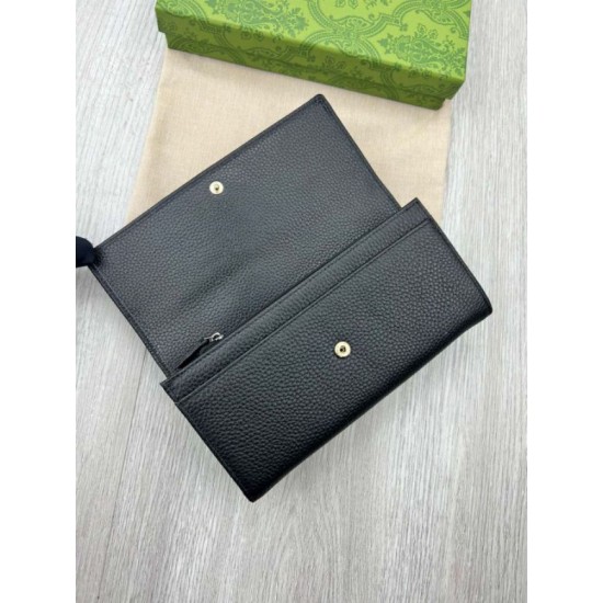 Replica Portafoglio continentale Gucci GG Marmont bicolore 456116 Nero