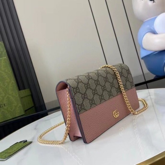 Replica Portafoglio Gucci GG Marmont con catena 497985 Rosa Imitazioni Replica Portafoglio Gucci GG Marmont con catena 497985 Rosa