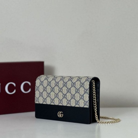 Replica Portafoglio Gucci GG Marmont con catena 497985 Nero Imitazioni Replica Portafoglio Gucci GG Marmont con catena 497985 Nero