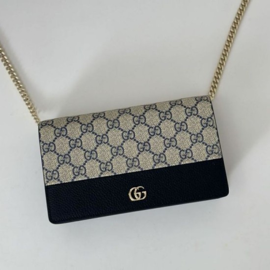 Replica Portafoglio Gucci GG Marmont con catena 497985 Nero Imitazioni Replica Portafoglio Gucci GG Marmont con catena 497985 Nero