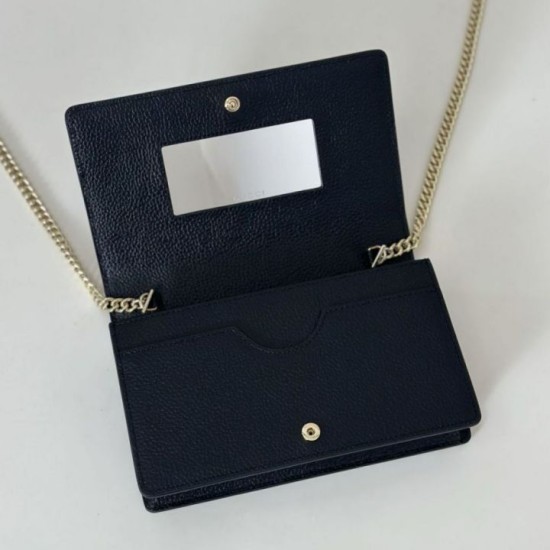 Replica Portafoglio Gucci GG Marmont con catena 497985 Nero Imitazioni Replica Portafoglio Gucci GG Marmont con catena 497985 Nero