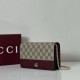 Replica Borsa imitazione Portafoglio Gucci GG Marmont con catena 497985 Rosso