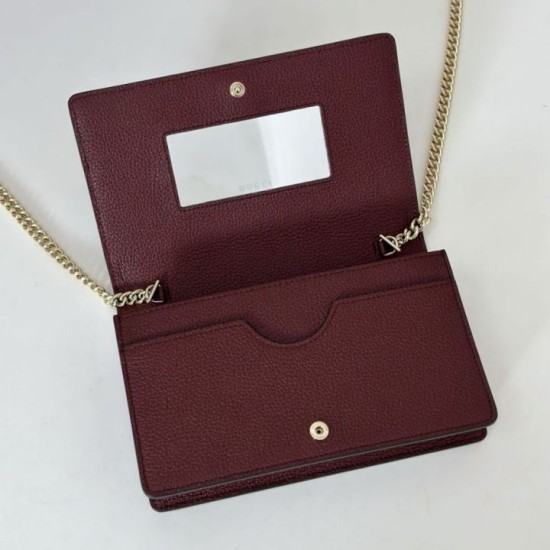 Replica Borsa imitazione Portafoglio Gucci GG Marmont con catena 497985 Rosso