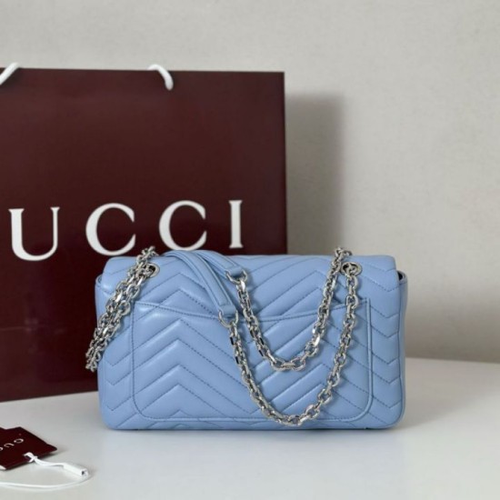 Replica Borsa 1:1 a spalla media Gucci GG Marmont 837267 Blu Imitazioni Replica Borsa 1:1 a spalla media Gucci GG Marmont 837267 Blu