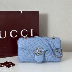 Replica Borsa  1:1 a spalla media Gucci GG Marmont 837267 Blu