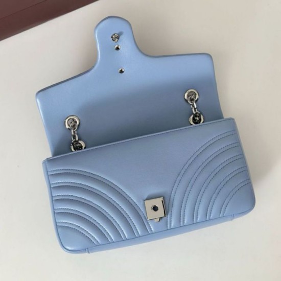 Replica Borsa 1:1 a spalla media Gucci GG Marmont 837267 Blu Imitazioni Replica Borsa 1:1 a spalla media Gucci GG Marmont 837267 Blu
