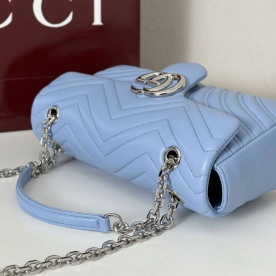 Replica Borsa 1:1 a spalla media Gucci GG Marmont 837267 Blu Imitazioni Replica Borsa 1:1 a spalla media Gucci GG Marmont 837267 Blu